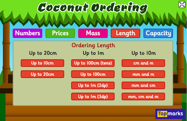 Topmarks: Coconut Ordering Game