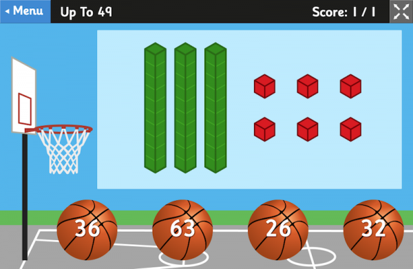 Place Value Basketball learning game