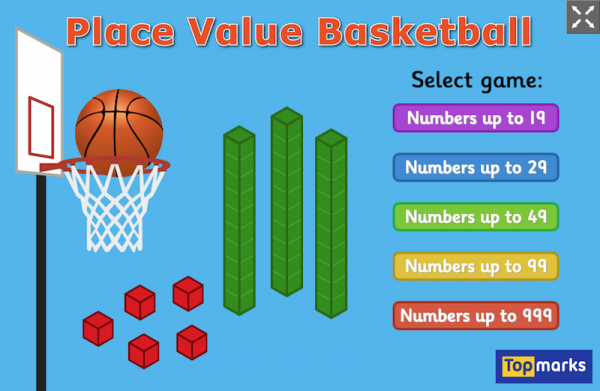 Place Value Basketball counting game