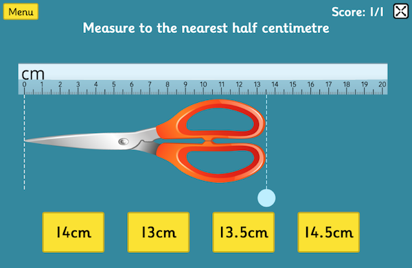 Measuring in Centimetres, Topmarks maths game