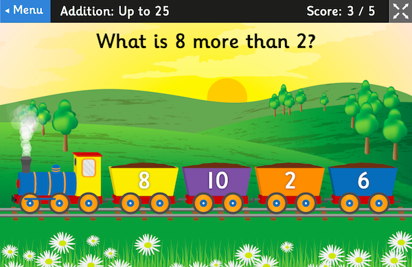 Mental Maths train game - numeracy operations