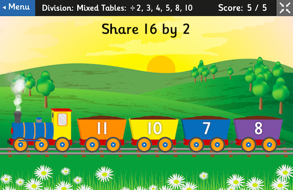 Mental Maths train game - numeracy operations