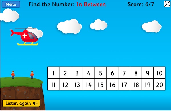 Helicopter Rescue, maths learning game for children, by Topmarks