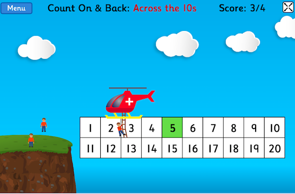 Helicopter Rescue, maths learning game for children, by Topmarks