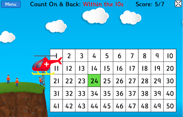 Helicopter Rescue, maths learning game for children, by Topmarks