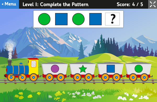 Shape Patterns - learning game, sequencing and problem solving from Topmarks