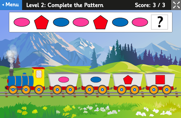 Shape Patterns - learning game, sequencing and problem solving from Topmarks