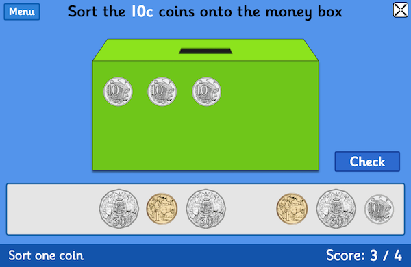 Coins Game - learning coinage with Topmarks. Money Sorting, Ordering and Counting activities 