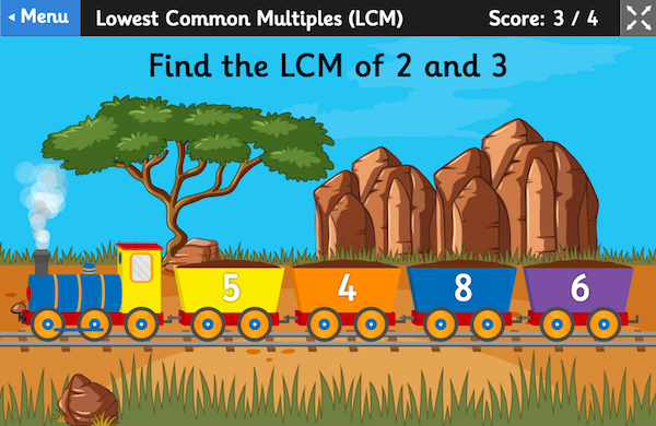 Multiples and Factors train game, children’s maths learning, by Topmarks