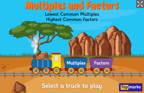 Multiples and Factors train game, children’s maths learning, by Topmarks