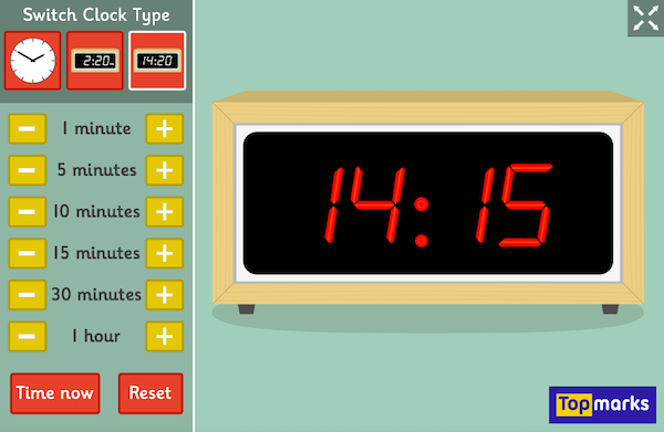 Teaching Clock, children's resource for telling the time, Topmarks