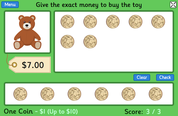 Toy Shop Money maths game for primary-age children, by Topmarks