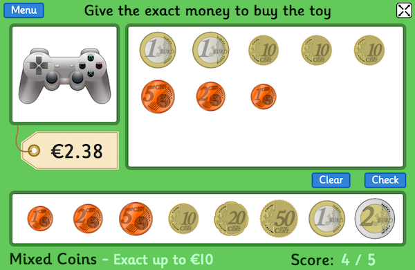 Toy Shop Money maths game for primary-age children, by Topmarks