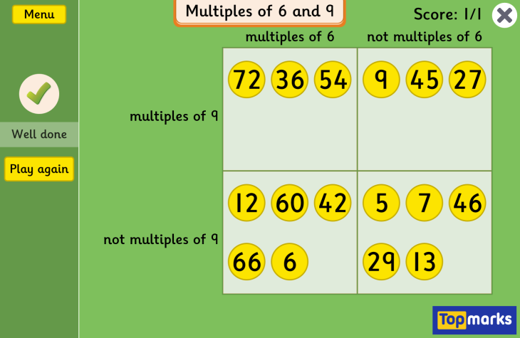 Multiples of 6 and 9