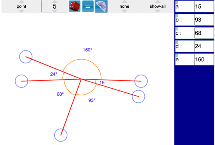 Angles at a point (up to 12 angles)