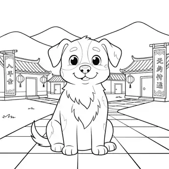 Year of the Dog colouring sheet
