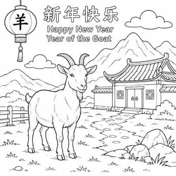 Year of the Goat colouring sheet