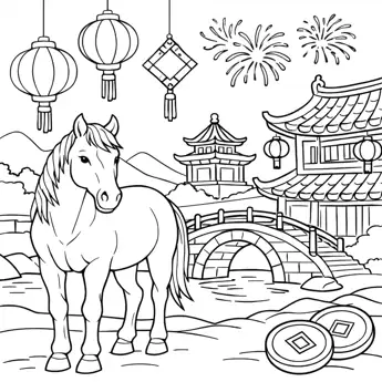 Year of the Horse colouring sheet