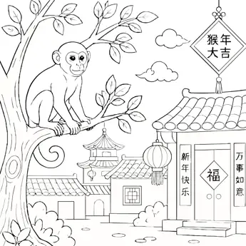 Year of the Monkey colouring sheet