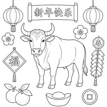 Year of the Ox colouring sheet