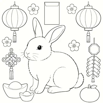 Year of the Rabbit colouring sheet