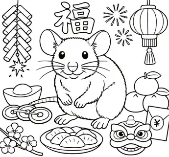 Year of the Rat colouring sheet