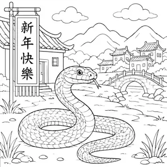 Year of the Snake colouring sheet