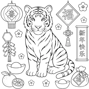 Year of the Tiger colouring sheet