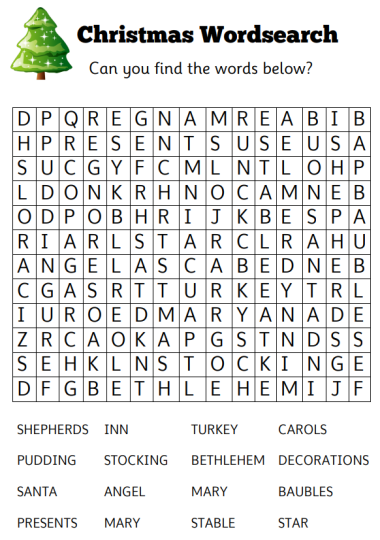 Christmas Wordsearch Puzzle