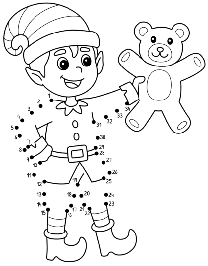 Santa's Elf Dot-to-Dot Puzzle