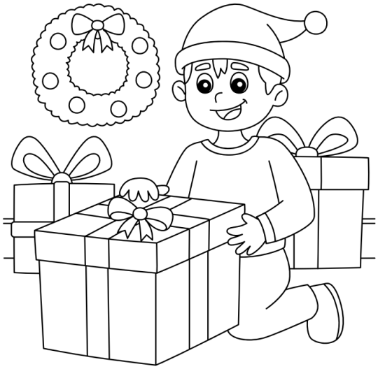 Opening Presents Colouring