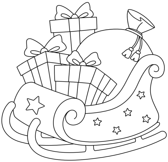 Sleigh with Presents Colouring