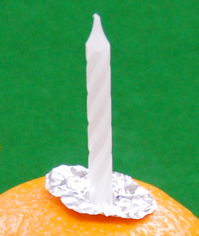 Christingle with candle and foil