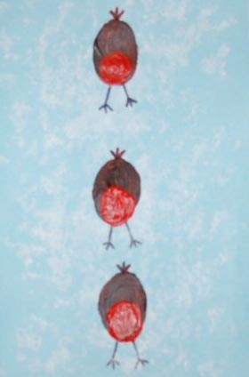 Draw the robins' legs