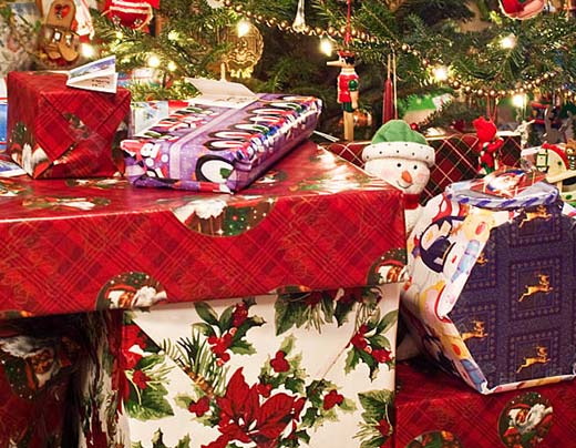 Christmas presents under a tree