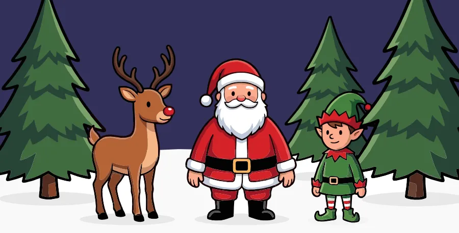 Santa Claus with one of his elves