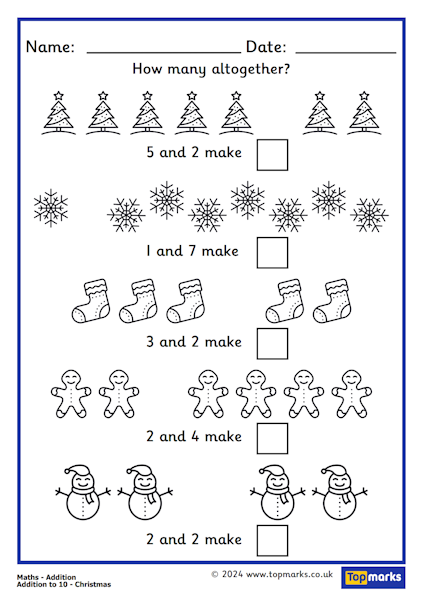 Addition to 10 - Christmas