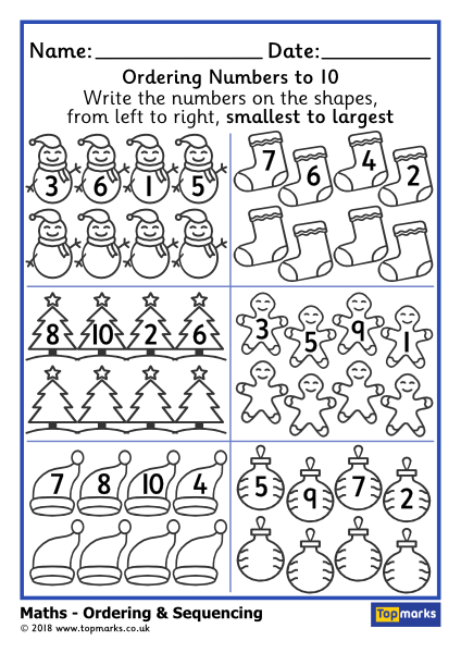 Sequencing Numbers Within 10 Smallest to Largest