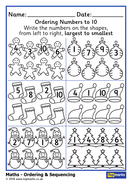 Sequencing Numbers Within 10 Largest to Smallest