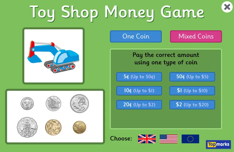 Toy Shop Money Game