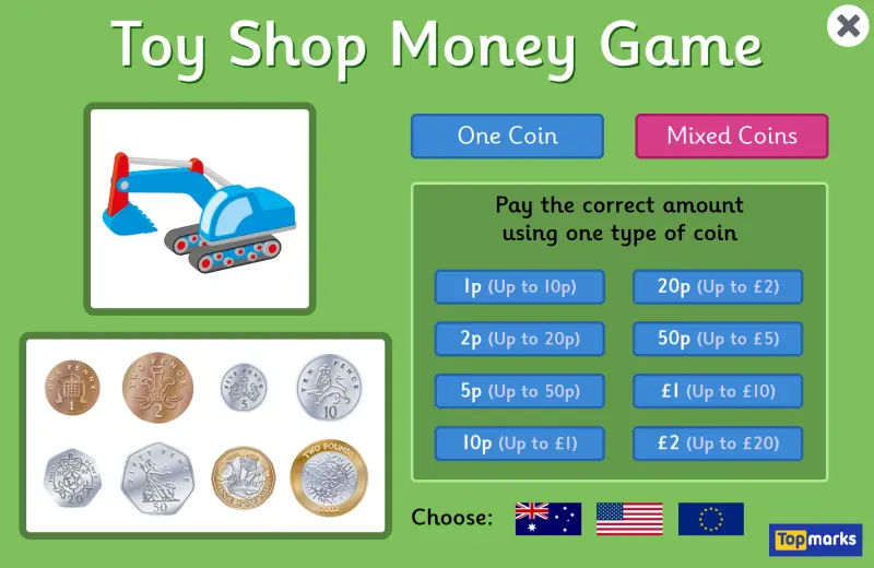 Toy Shop Money Game