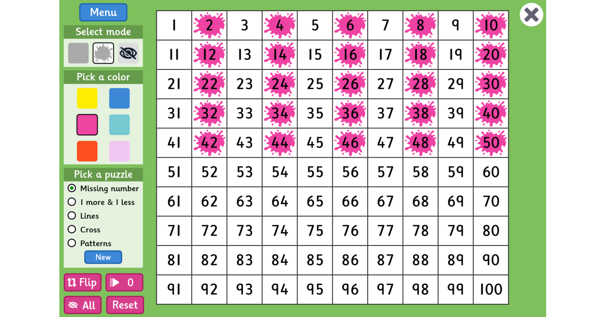 Paint the Squares Interactive Number Charts
