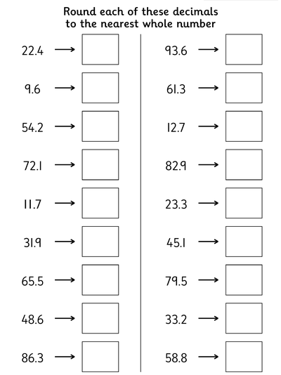 Worksheet: Rounding Decimal Numbers with 1 Decimal Place - Topmarks