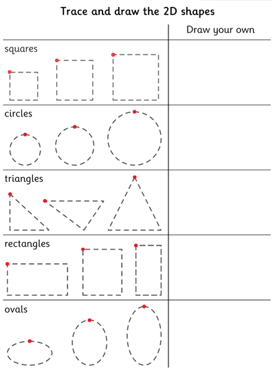 Worksheet: Trace and Draw Different 2D Shapes - Topmarks