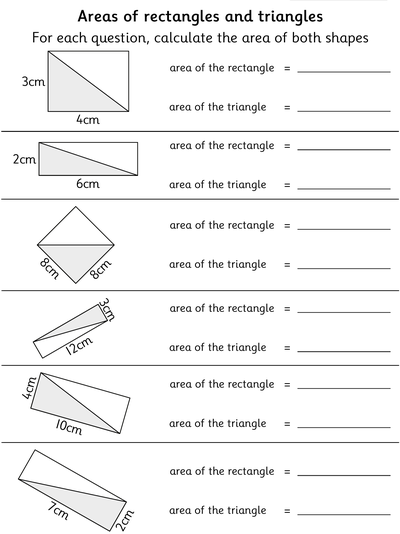 Worksheet: Calculating the Area of Rectangles and Triangles - Topmarks