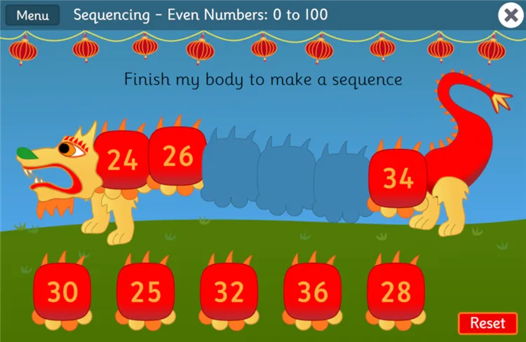 Chinese Dragon Game - Ordering and Sequencing Numbers