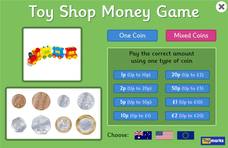 Toy Shop Money Game
