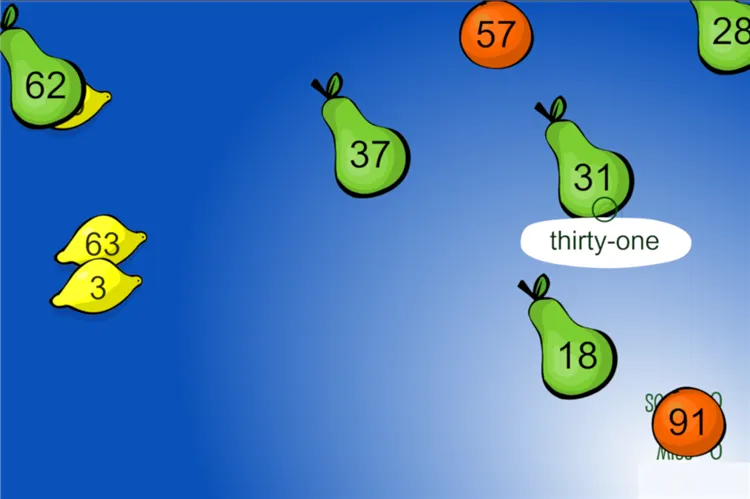 Numbers to Words Fruit Splat